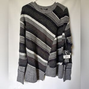 Simply Vera Womens Sweater Midnighttartan Size L Color Marlslripe Gray Black
